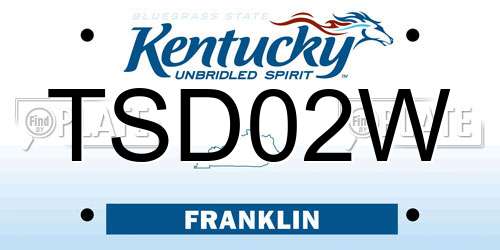 TSD02W Kentucky License Plate