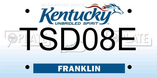 TSD08E Kentucky License Plate