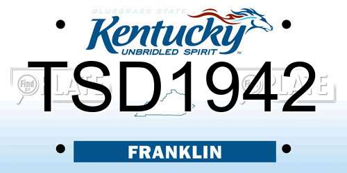 TSD1942 Kentucky License Plate