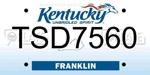TSD7560 Kentucky License Plate