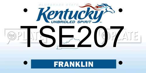 TSE207 Kentucky License Plate