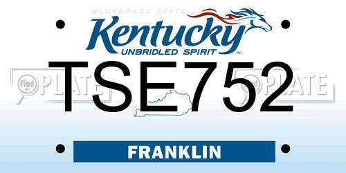 TSE752 Kentucky License Plate