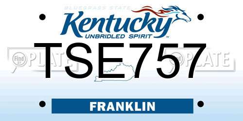 TSE757 Kentucky License Plate