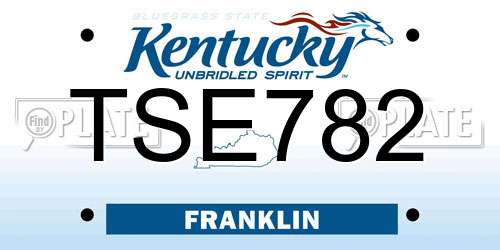 TSE782 Kentucky License Plate