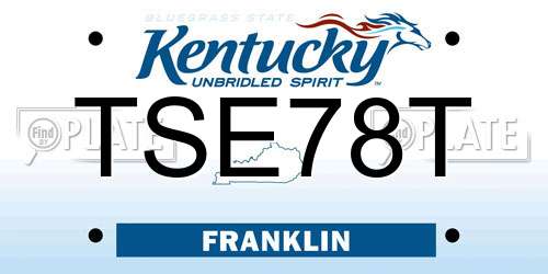 TSE78T Kentucky License Plate
