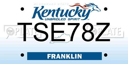 TSE78Z Kentucky License Plate