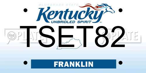 TSET82 Kentucky License Plate