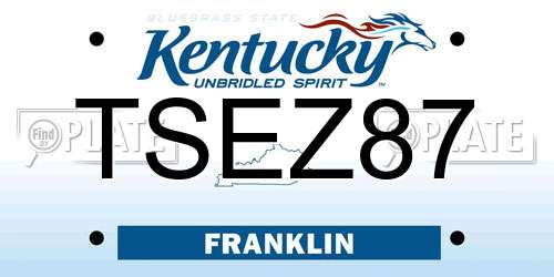 TSEZ87 Kentucky License Plate