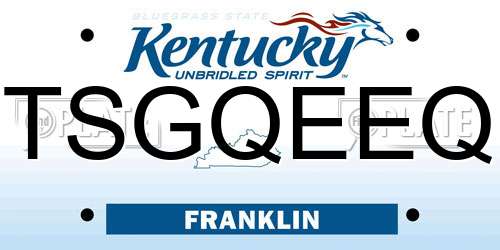 TSGQEEQ Kentucky License Plate