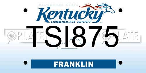 TSI875 Kentucky License Plate