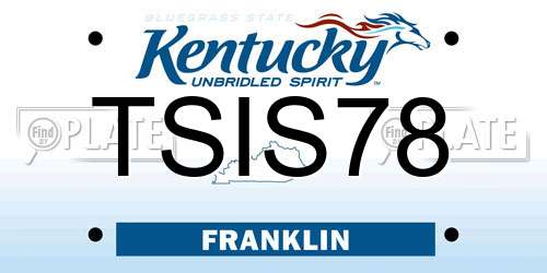 TSIS78 Kentucky License Plate