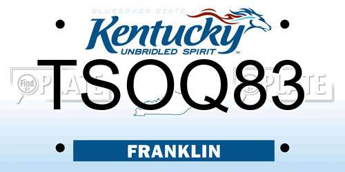 TSOQ83 Kentucky License Plate