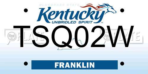 TSQ02W Kentucky License Plate
