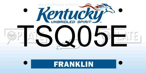 TSQ05E Kentucky License Plate