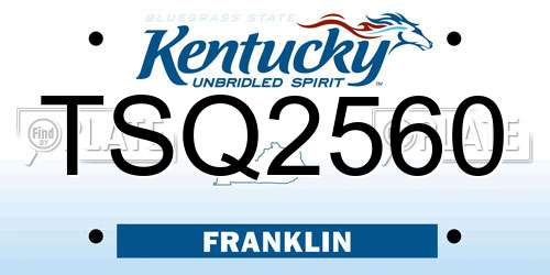 TSQ2560 Kentucky License Plate