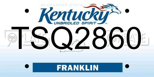 TSQ2860 Kentucky License Plate