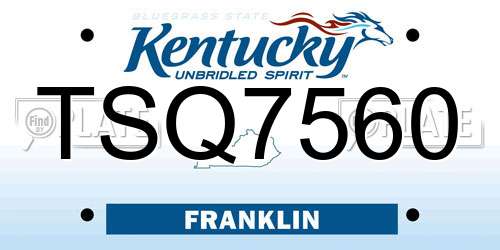 TSQ7560 Kentucky License Plate