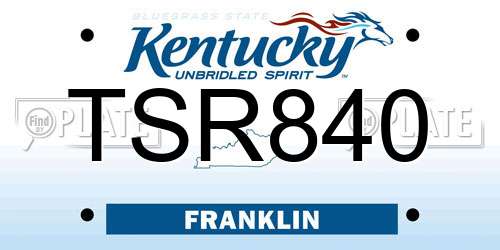 TSR840 Kentucky License Plate