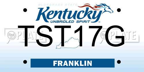 TST17G Kentucky License Plate