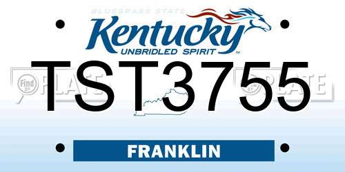 TST3755 Kentucky License Plate