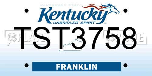 TST3758 Kentucky License Plate