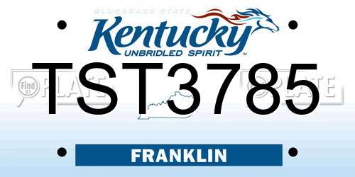 TST3785 Kentucky License Plate