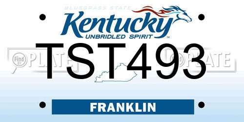TST493 Kentucky License Plate