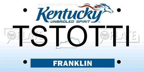 TSTOTTI Kentucky License Plate