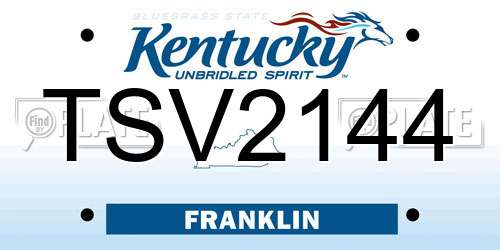 TSV2144 Kentucky License Plate