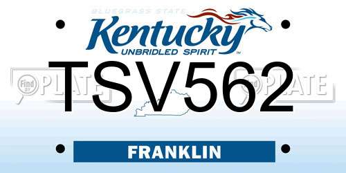 TSV562 Kentucky License Plate