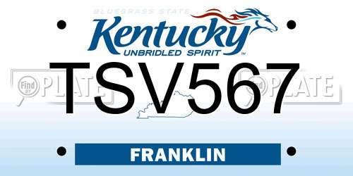 TSV567 Kentucky License Plate