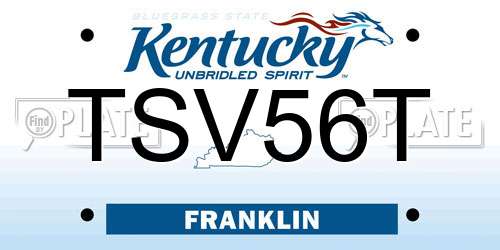 TSV56T Kentucky License Plate