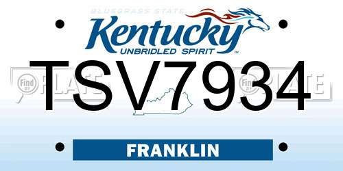 TSV7934 Kentucky License Plate