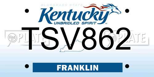 TSV862 Kentucky License Plate