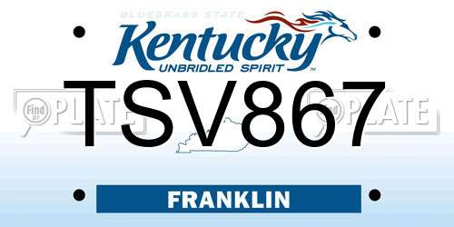 TSV867 Kentucky License Plate