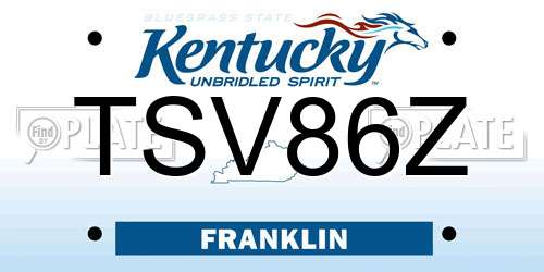 TSV86Z Kentucky License Plate
