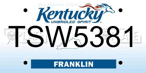 TSW5381 Kentucky License Plate