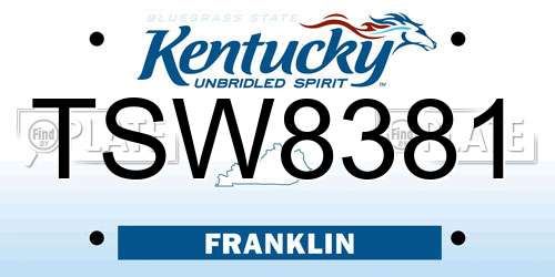 TSW8381 Kentucky License Plate