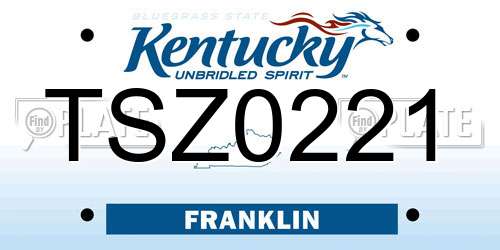 TSZ0221 Kentucky License Plate