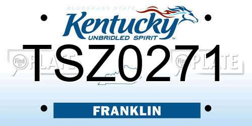 TSZ0271 Kentucky License Plate