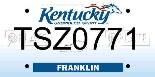 TSZ0771 Kentucky License Plate