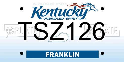TSZ126 Kentucky License Plate