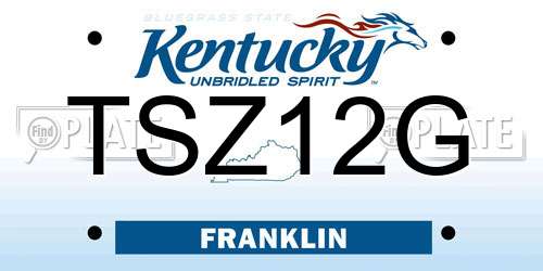 TSZ12G Kentucky License Plate