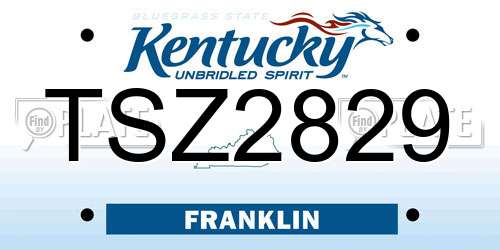 TSZ2829 Kentucky License Plate