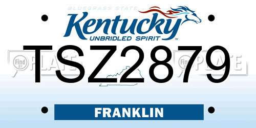 TSZ2879 Kentucky License Plate