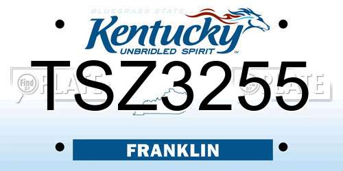 TSZ3255 Kentucky License Plate