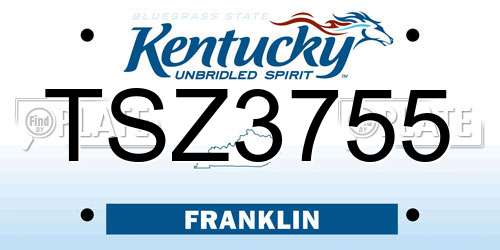 TSZ3755 Kentucky License Plate