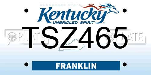 TSZ465 Kentucky License Plate