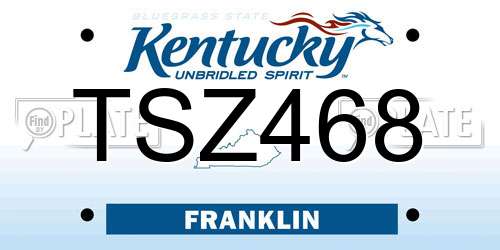 TSZ468 Kentucky License Plate
