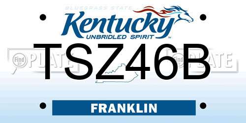 TSZ46B Kentucky License Plate